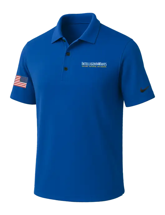 NIKE Dark Royal Dri-Fit Micro Pique Polo w/Intelligent Waves Logo, US Flag Logo
