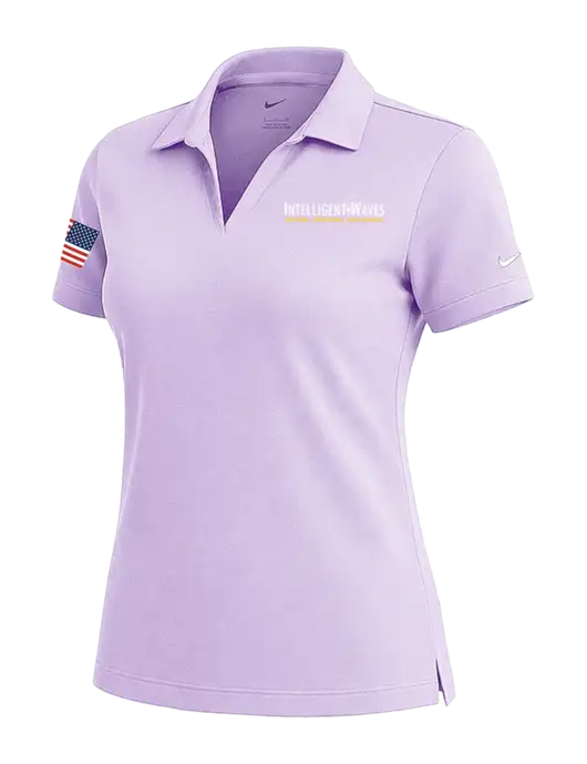 NIKE Light Purple Womens Dri-Fit Micro Pique Polo w/Intelligent Waves Logo, US Flag Logo