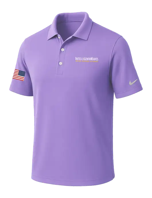 NIKE Light Purple Dri-Fit Micro Pique Polo w/Intelligent Waves Logo, US Flag Logo