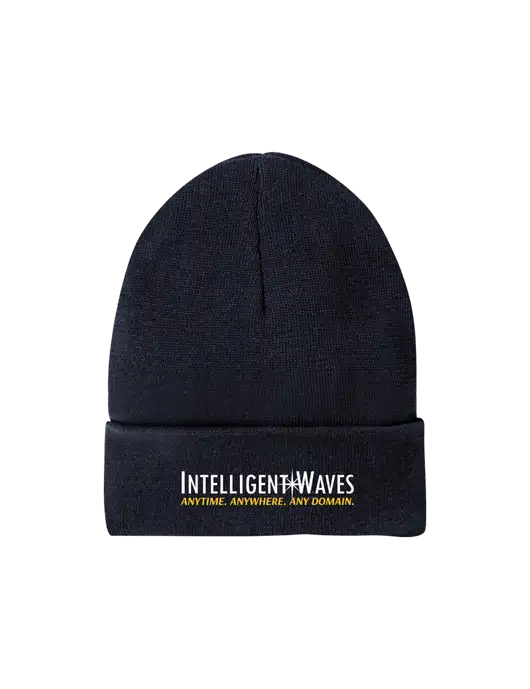 Recycled True Navy Beanie w/Intelligent Waves Logo