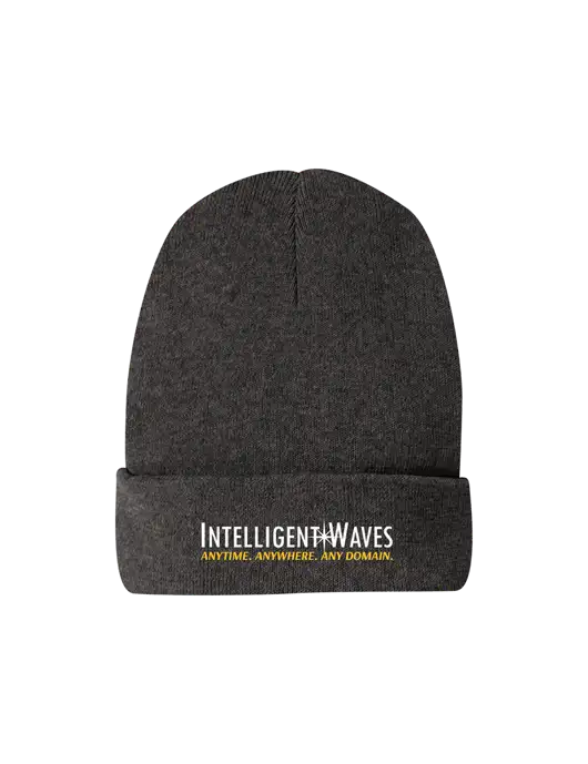 Recycled Charcoal Heather Beanie w/Intelligent Waves Logo