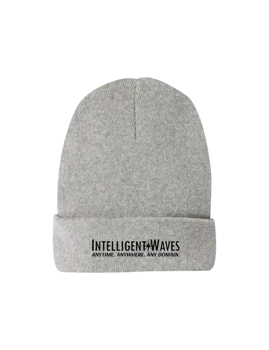 Recycled Light Heather Grey Beanie w/Intelligent Waves Logo