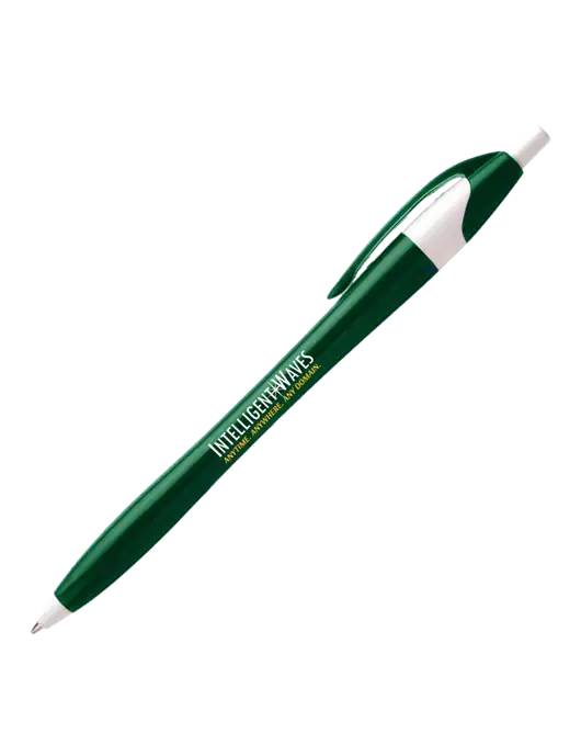Novella Green/White Executive Pen - Blue Ink w/Intelligent Waves Logo