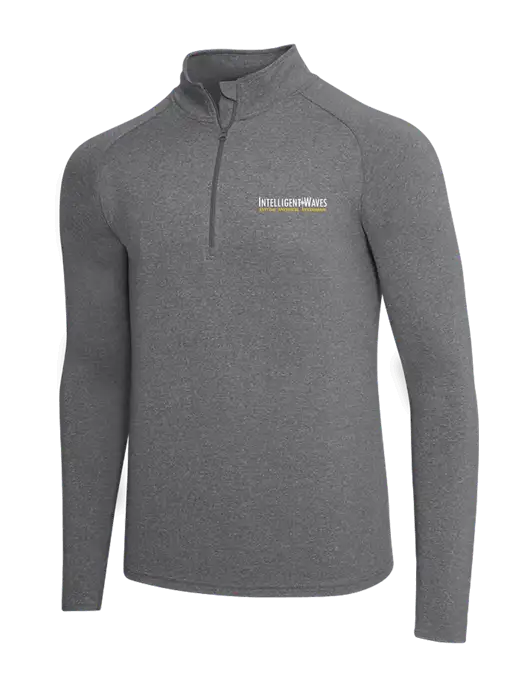 Dark Grey Heather Sport Wick Stretch 1/4 Zip Pullover w/Intelligent Waves Logo