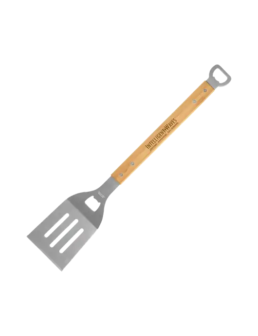 Bamboo BBQ Spatula w/Intelligent Waves Logo