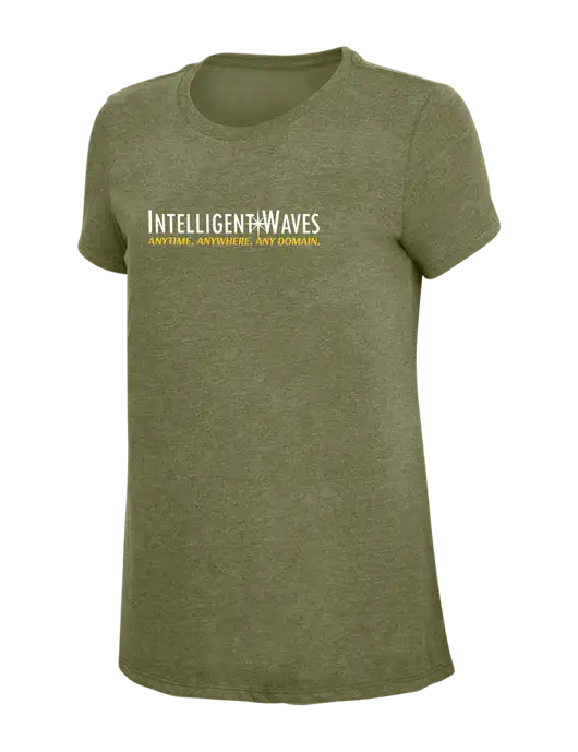 Womens Simply Soft Military Green Frost 4.5oz Poly/Combed Ring Spun Cotton T-Shirt
 w/Intelligent Waves Logo