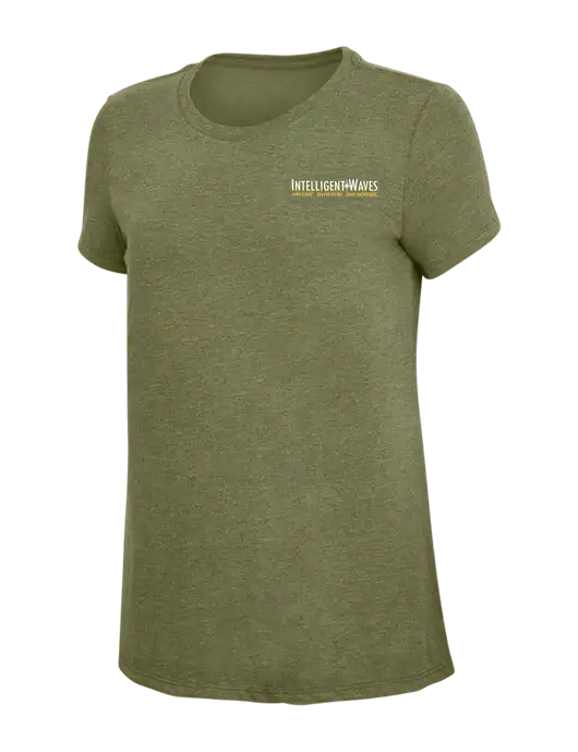 Womens Simply Soft Military Green Frost 4.5oz Poly/Combed Ring Spun Cotton T-Shirt
 w/Intelligent Waves Logo