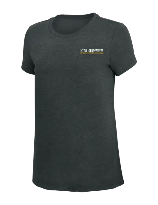Womens Simply Soft Black Frost 4.5oz Poly/Combed Ring Spun Cotton T-Shirt w/Intelligent Waves Logo