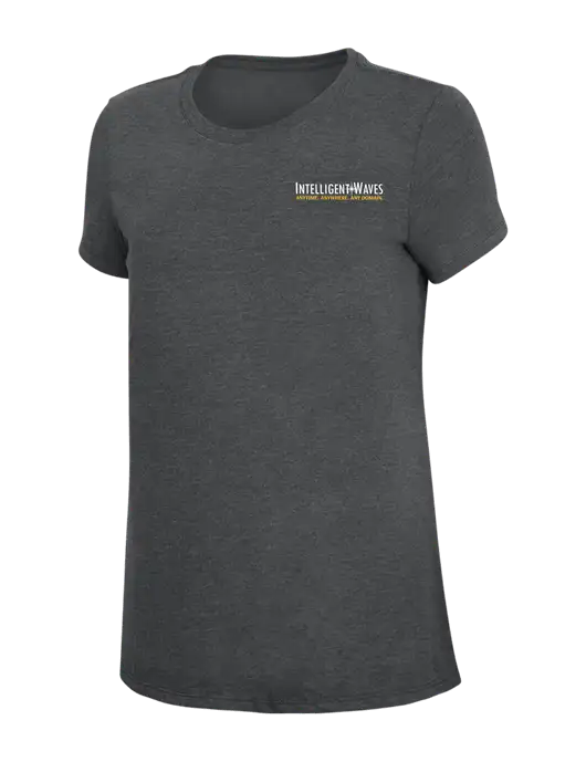 Womens Simply Soft Charcoal 4.5oz Poly/Combed Ring Spun Cotton T-Shirt w/Intelligent Waves Logo