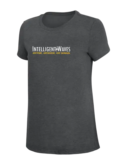 Womens Simply Soft Charcoal 4.5oz Poly/Combed Ring Spun Cotton T-Shirt w/Intelligent Waves Logo