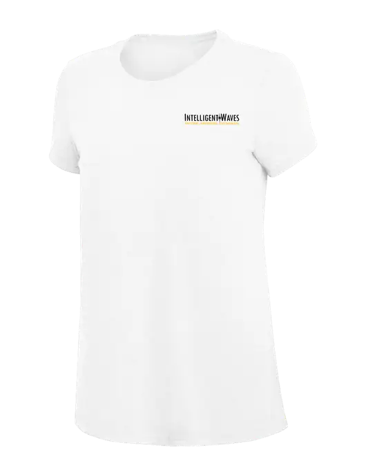 Womens Simply Soft White 4.5oz Poly/Combed Ring Spun Cotton T-Shirt
 w/Intelligent Waves Logo