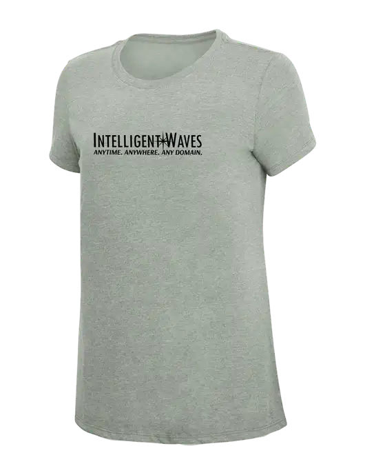 Womens Simply Soft Heathered Light Grey 4.5oz Poly/Combed Ring Spun Cotton T-Shirt w/Intelligent Waves Logo