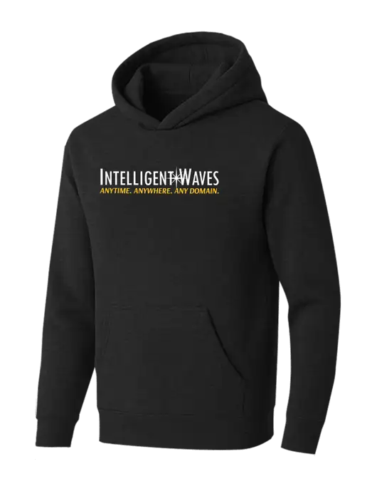 BELLA+CANVAS Black Heather Sponge Fleece Pullover Hoodie w/Intelligent Waves Logo