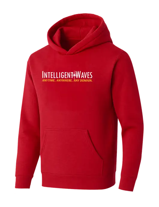 BELLA+CANVAS Red Sponge Fleece Pullover Hoodie w/Intelligent Waves Logo