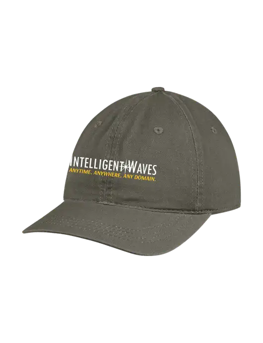 Garment Washed Unstructured Twill Olive Cap w/Intelligent Waves Logo