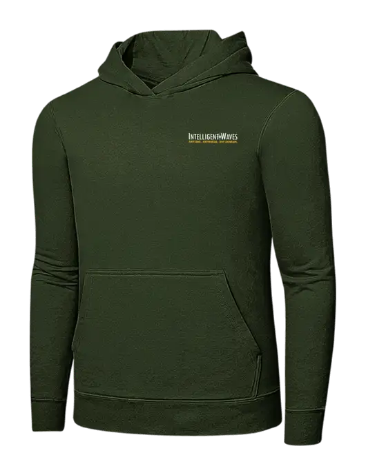 Very Dark Olive 7.8 oz Ring Spun Hooded Sweatshirt w/Intelligent Waves Logo