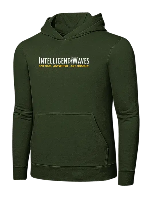 Very Dark Olive 7.8 oz Ring Spun Hooded Sweatshirt w/Intelligent Waves Logo