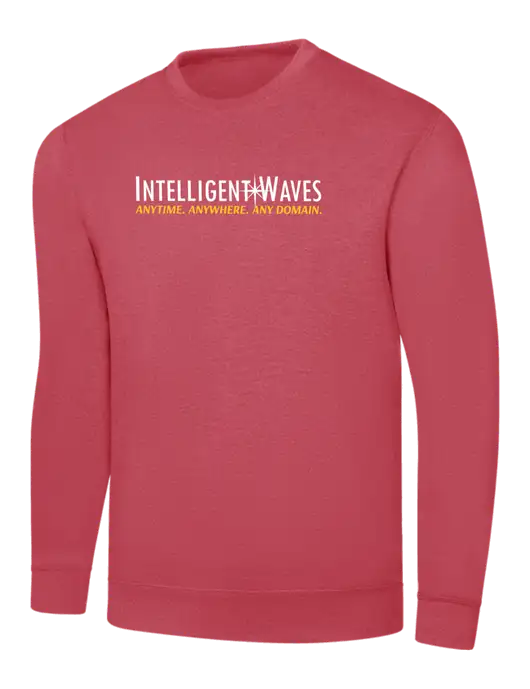 Heather Red 7.8 oz Ring Spun Crew Sweatshirt w/Intelligent Waves Logo