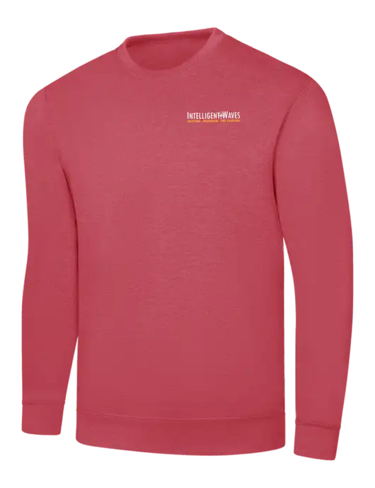 Heather Red 7.8 oz Ring Spun Crew Sweatshirt w/Intelligent Waves Logo