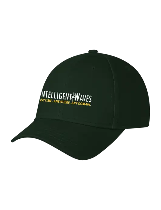 Dark Green Structured Cap Hook & Loop w/Intelligent Waves Logo