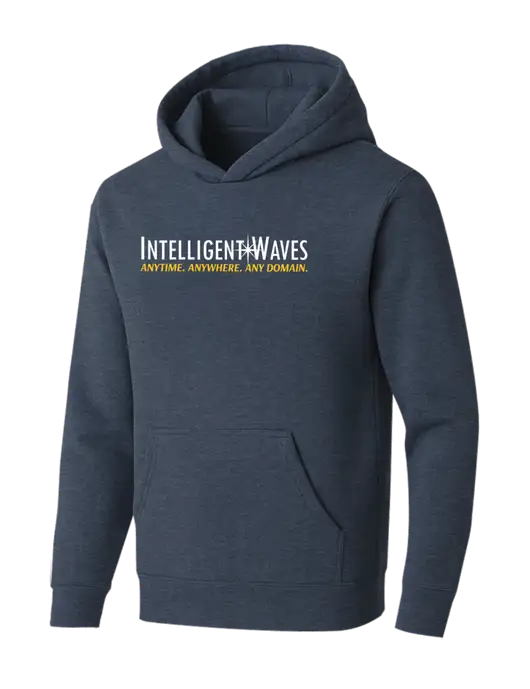 BELLA+CANVAS Heather Navy Sponge Fleece Pullover Hoodie w/Intelligent Waves Logo