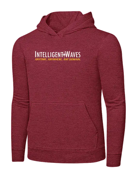 Heather Red 7.8 oz Ring Spun Hooded Sweatshirt w/Intelligent Waves Logo