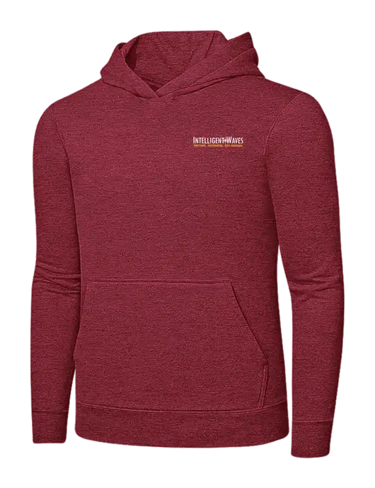 Heather Red 7.8 oz Ring Spun Hooded Sweatshirt w/Intelligent Waves Logo