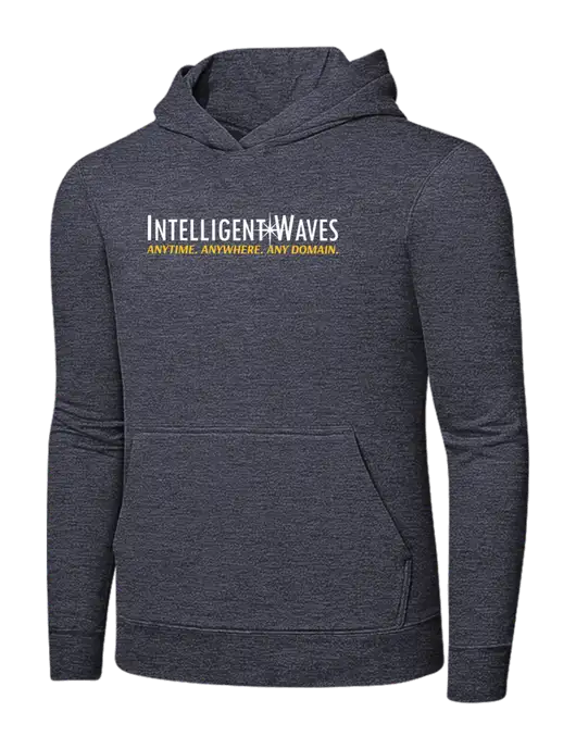 Heather Navy 7.8 oz Ring Spun Hooded Sweatshirt w/Intelligent Waves Logo