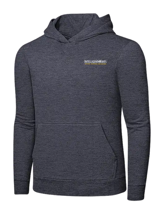 Heather Navy 7.8 oz Ring Spun Hooded Sweatshirt w/Intelligent Waves Logo