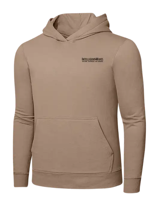 Sand 7.8. oz Ring Spun Hooded Sweatshirt w/Intelligent Waves Logo