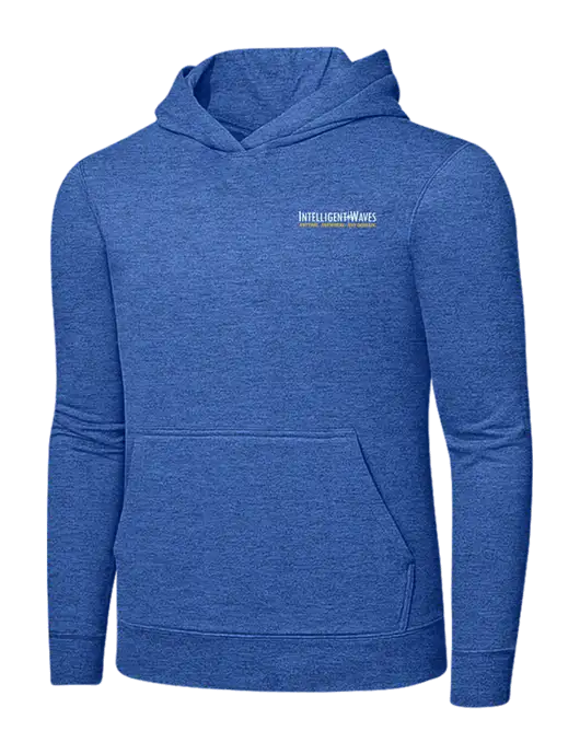 Heather Royal 7.8. oz Ring Spun Hooded Sweatshirt w/Intelligent Waves Logo
