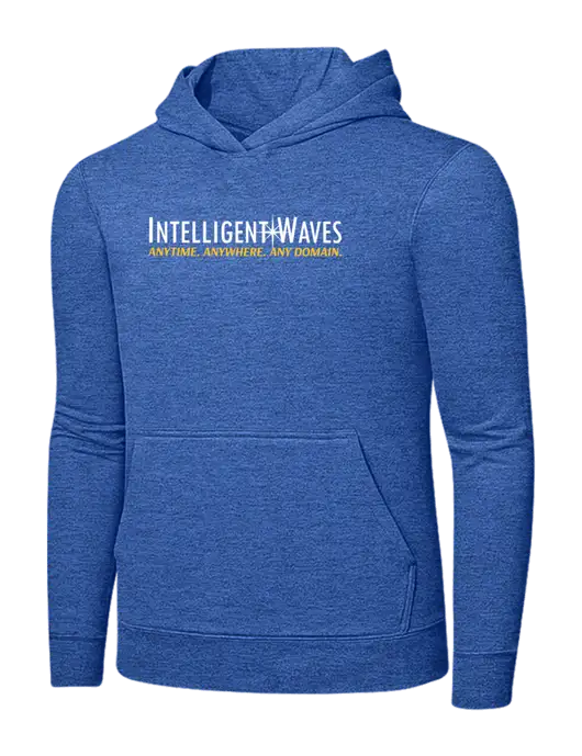 Heather Royal 7.8. oz Ring Spun Hooded Sweatshirt w/Intelligent Waves Logo