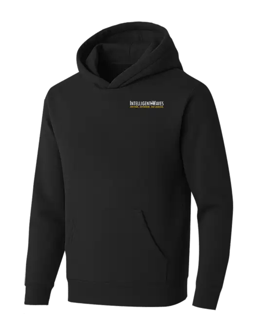 BELLA+CANVAS Black Sponge Fleece Pullover Hoodie w/Intelligent Waves Logo