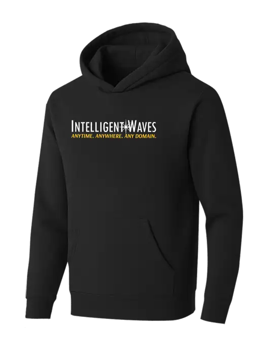 BELLA+CANVAS Black Sponge Fleece Pullover Hoodie w/Intelligent Waves Logo