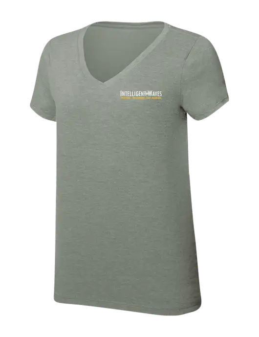 Womens Simply Soft V-Neck Heather Sage 4.5oz  Poly/Combed Ring Spun Cotton T-Shirt w/Intelligent Waves Logo