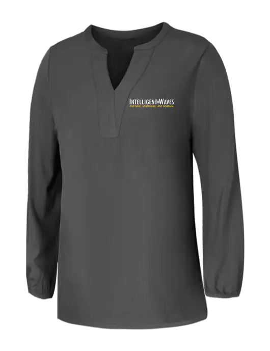 Mercer+Mettle Womens Dark Grey Stretch Crepe 3/4 Sleeve Blouse w/Intelligent Waves Logo