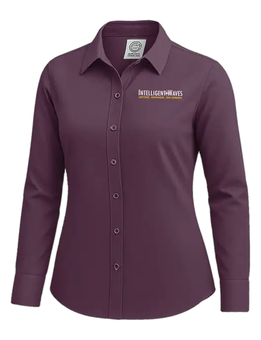 Brooks Brothers Womens Eggplant Wrinkle-Free Stretch Nailhead Shirt w/Intelligent Waves Logo
