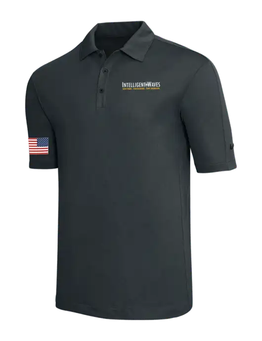 Nike Dark Grey Tech Sport Dri-FIT Polo w/Intelligent Waves Logo, US Flag Logo