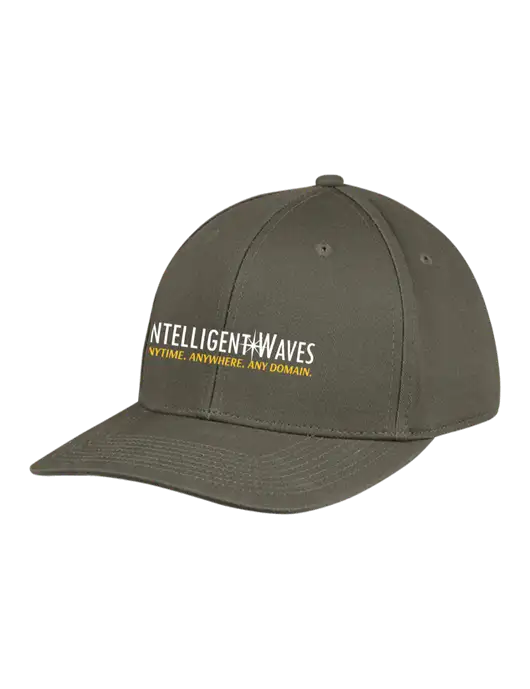 Premium Modern Structured Twill Olive Snapback Cap w/Intelligent Waves Logo