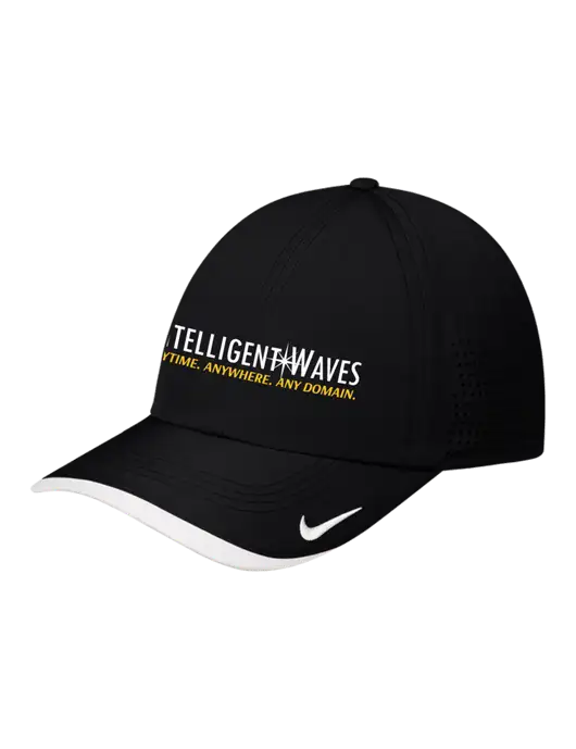 Nike Black/White Dri-FIT Perforated Performance Cap w/Intelligent Waves Logo