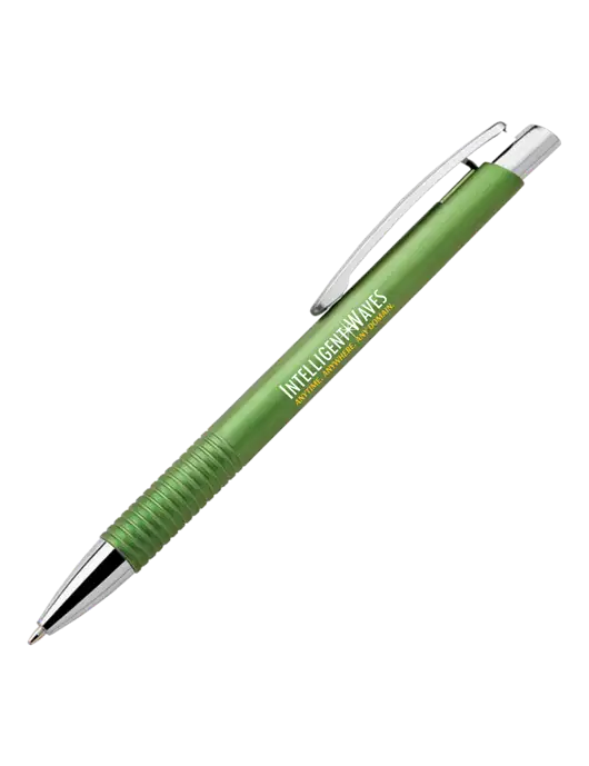 Malay Green Ballpoint Pen - Blue Ink w/Intelligent Waves Logo
