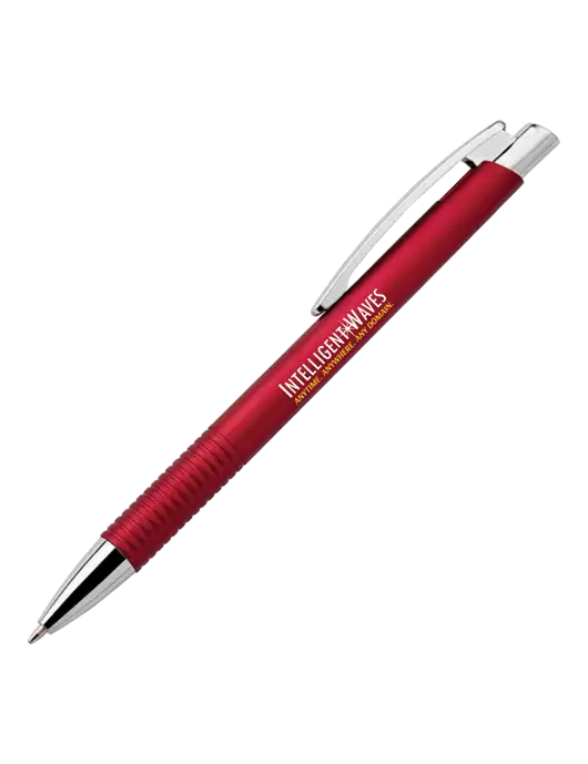 Malay Red Ballpoint Pen - Blue Ink w/Intelligent Waves Logo