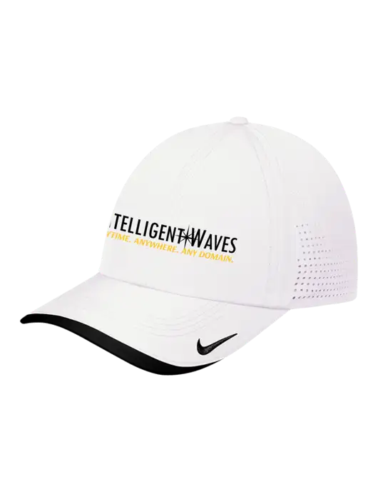 Nike White/Black Dri-FIT Perforated Performance Cap w/Intelligent Waves Logo