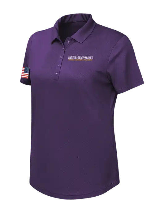 Callaway Womens Birdseye Purple Polo w/Intelligent Waves Logo, US Flag Logo