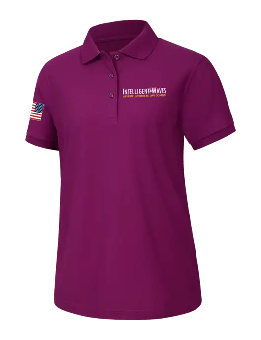 Womens Light Plum Silk Touch Polo w/Intelligent Waves Logo, US Flag Logo
