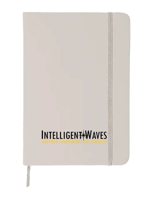 White Comfort Touch Bound Journal 5" X 7" w/Intelligent Waves Logo