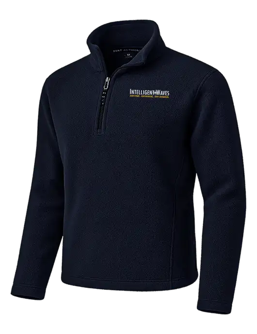 Navy Fleece 1/4-Zip Pullover w/Intelligent Waves Logo