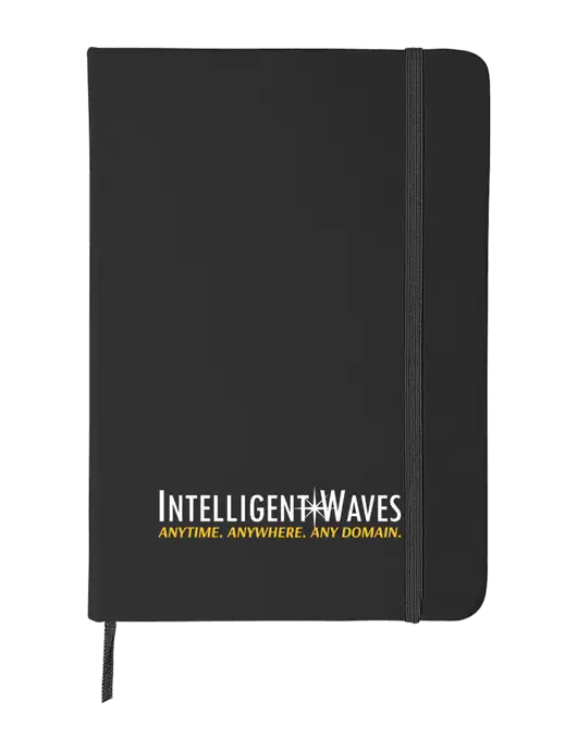 Black Comfort Touch Bound Journal 5" X 7" w/Intelligent Waves Logo