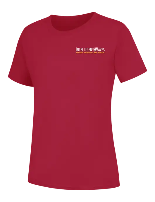 Womens Red Core Blend Tee w/Intelligent Waves Logo