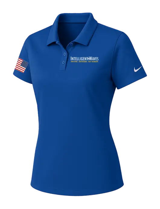 Nike Womens Dark Royal Dry Essential Solid Polo w/Intelligent Waves Logo, US Flag Logo